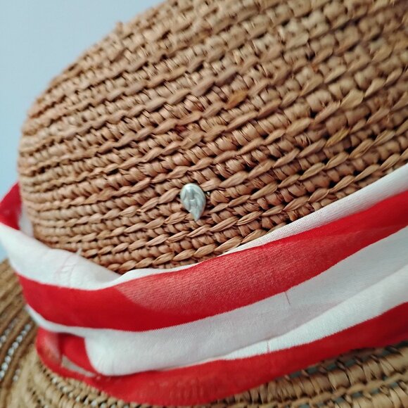 ❤️HELEN KAMINSKI Patriotic Stars Stripes Raffia Packable Hat Austrailia M main image 5
